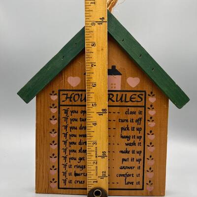 Retro House Rules Wooden Displayable Hanging Sign