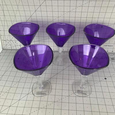 #78 5pc Purple Wine Glasses