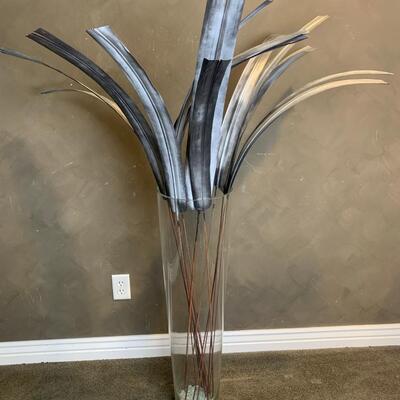 #107 Gray Feather Piece With XLarge Vase