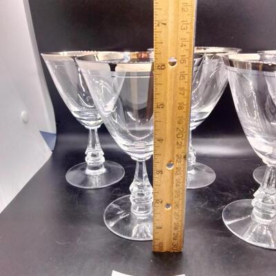 Lot 109 - Set of 5 Vintage Platinum Rim Glasses