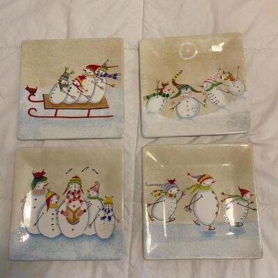 Snowman glass plates salad size