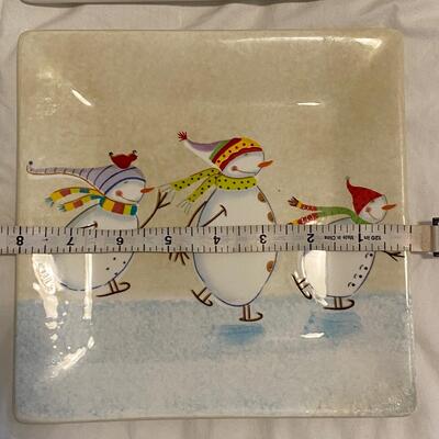 Snowman glass plates salad size