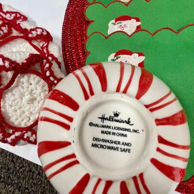 Christmas Holiday Decor Lot - lots of items including Peppermint Angel Temptations by Tara Serving Set
