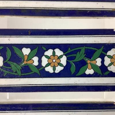 836  Three Antique Floral Ceramic Minton Tiles