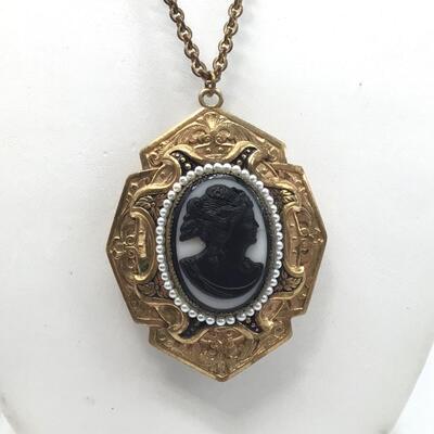 Vintage Dual Photo Pendant Heavy Locket with chain