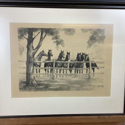 842  Two Clarence William Anderson Prints Horses by Fence & Pony Prints