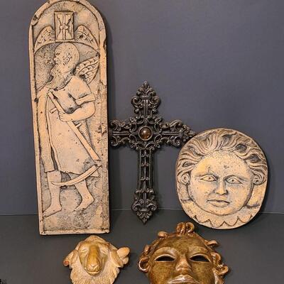 LOT 161C: Vintage Chalkware Grave Markers and Pottery
