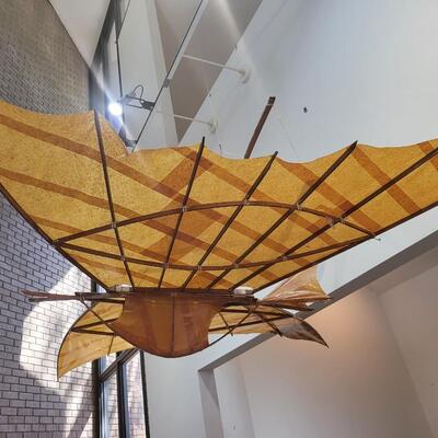 Circa 1980 Butterfly Mobile, Constructed of Paper, Glue and Wood