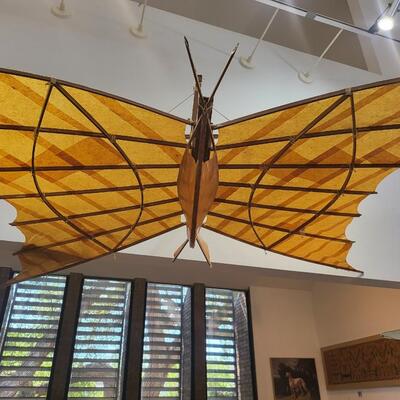 Circa 1980 Butterfly Mobile, Constructed of Paper, Glue and Wood