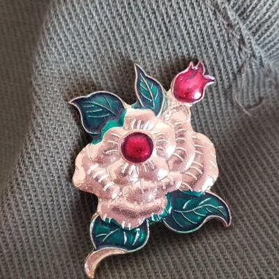 Vintage green hat or cap with pins