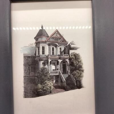 Lot 124 - colroful print victorian home framed