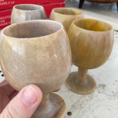 set of 4 stone drinking chalices