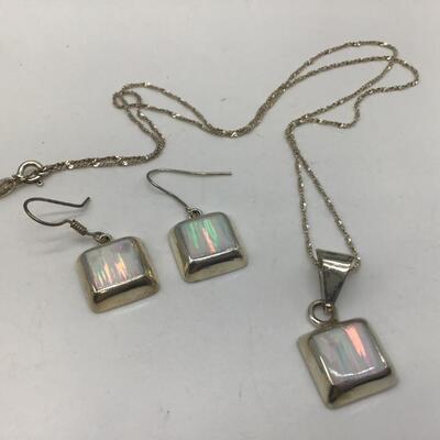 Silver 925 Earrings and Pendant And Chain Set