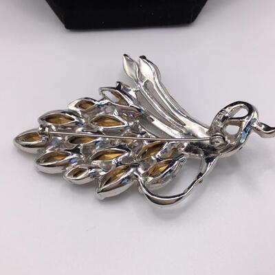 LOTJ121: Pell Rhinestone Brooch with Baguette, Marquis and Round Cuts -missing a few stones