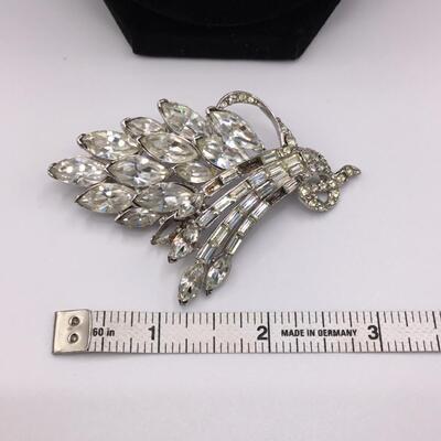 LOTJ121: Pell Rhinestone Brooch with Baguette, Marquis and Round Cuts -missing a few stones