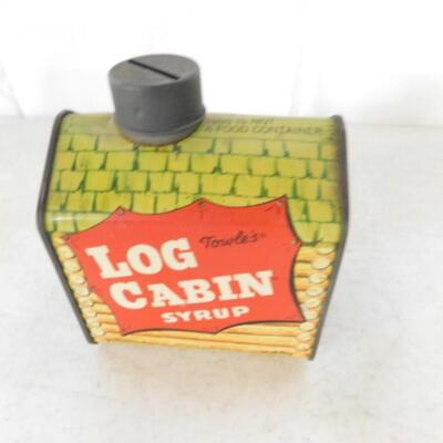 Vintage Log Cabin Syrup Tin Coin Bank