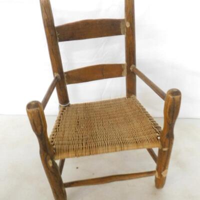 Antique Child's Size Ladder Back Weave Seat Chair