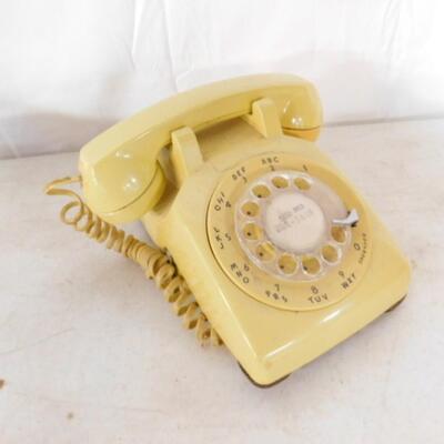 Vintage Bell Rotary Dial Phone Yellow