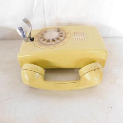 Vintage Bell Rotary Dial Wall Mount Phone Yellow