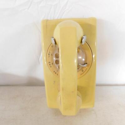 Vintage Bell Rotary Dial Wall Mount Phone Yellow