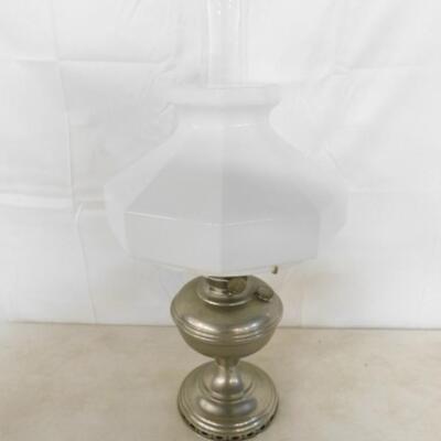 Vintage Aladdin Oil Lamp with Milk Glass Shade and Aladdin Chimney