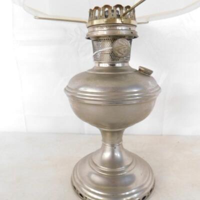 Vintage Aladdin Oil Lamp with Milk Glass Shade and Aladdin Chimney