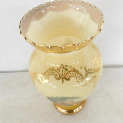 Vintage Regency Gold Etched Vase