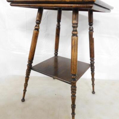 Vintage Solid Wood Walnut Lamp Table with Turned Legs