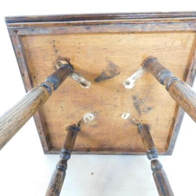Vintage Solid Wood Walnut Lamp Table with Turned Legs