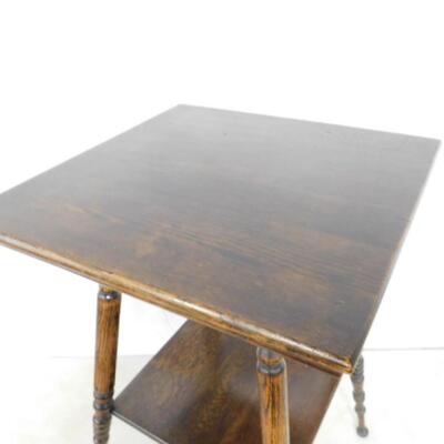 Vintage Solid Wood Walnut Lamp Table with Turned Legs