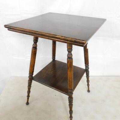Vintage Solid Wood Walnut Lamp Table with Turned Legs
