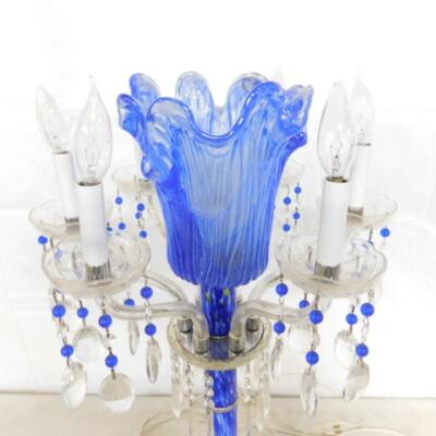 Exquisite Murano Glass Candelabra Centerpiece Lamp with Crystal Pendant Accents Choice A
