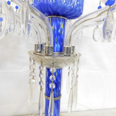 Exquisite Murano Glass Candelabra Centerpiece Lamp with Crystal Pendant Accents Choice A