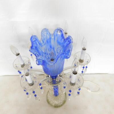 Exquisite Murano Glass Candelabra Centerpiece Lamp with Crystal Pendant Accents Choice A