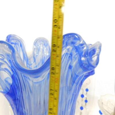 Exquisite Murano Glass Candelabra Centerpiece Lamp with Crystal Pendant Accents Choice B