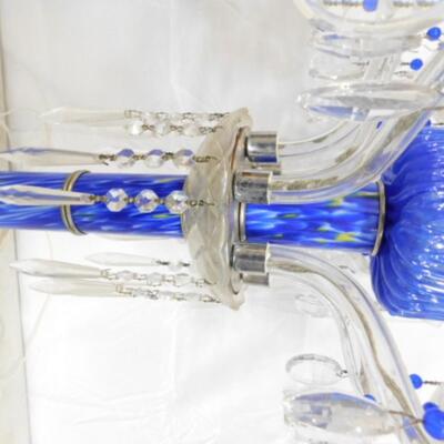 Exquisite Murano Glass Candelabra Centerpiece Lamp with Crystal Pendant Accents Choice B