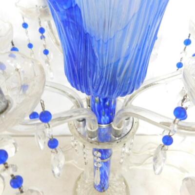 Exquisite Murano Glass Candelabra Centerpiece Lamp with Crystal Pendant Accents Choice B