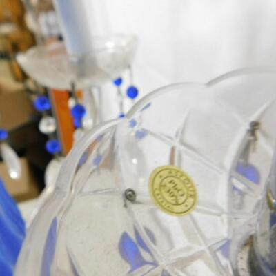 Exquisite Murano Glass Candelabra Centerpiece Lamp with Crystal Pendant Accents Choice B