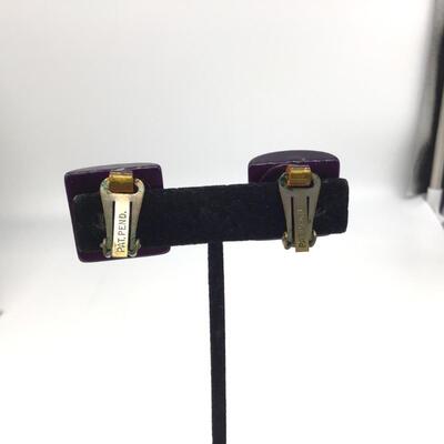 Vintage purple fashion jewelry patent pend earrings