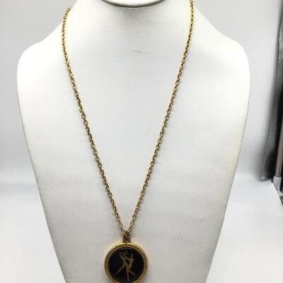 Vintage fashion jewelry necklace w/reversible pendant