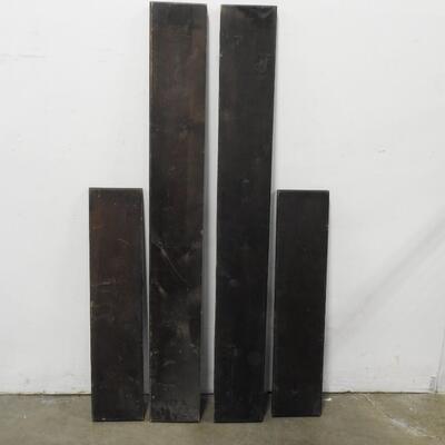 4 pcs Wood: 3 Edges Beveled, Stained Dark Brown