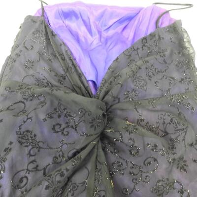 Women's NIKI Dress Size 16, Formal Spaghetti Strap, Purple, Sheer Black Overlay