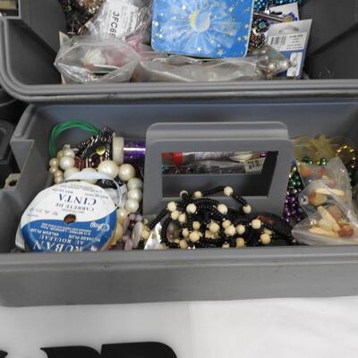Craftsman Case W/Various Jewelry Making Craft Beads & Supplies, Ribbon, Wire