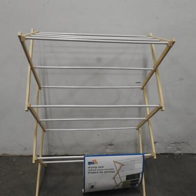 Honey Can Do Folding Clothes Drying Rack, Natural  Wood Frame, 1-Rod Is Broken