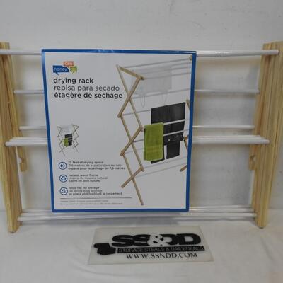 Honey Can Do Folding Clothes Drying Rack, Natural  Wood Frame, 1-Rod Is Broken