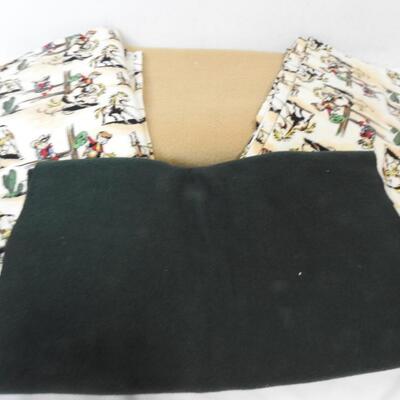 Fabric:: Large Pieces: Flannel, Juvenile Cowboy Print & Solid Tan & Dk Green
