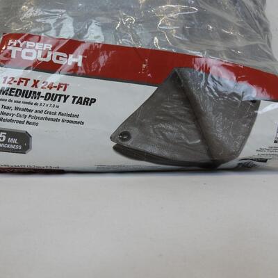 Hyper Tough Weather Resistant Med. Duty 8x10' Polyethylene Tarp,Used,Small Rips