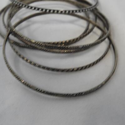 22 pc Jewelry Lot: Mostly Bracelets, Turquoise, Rhinestone, Gold Tone Necklace