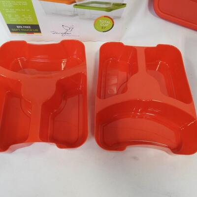 18 Pc Set Plastic Food Containers W/Lids & Box, Missing 6 pcs-NEW