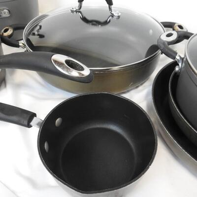 11 pc Metal & Glass Cookware Set by Bialetti: 3 pans, 4 pots, 4 lids
